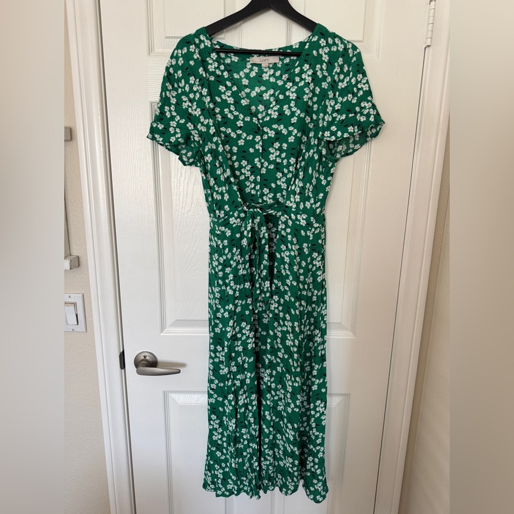 Green Floral Wrap Dress